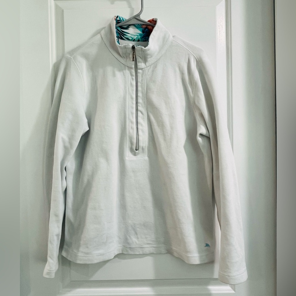 Tommy Bahama White Half-Zip Cotton Pullover